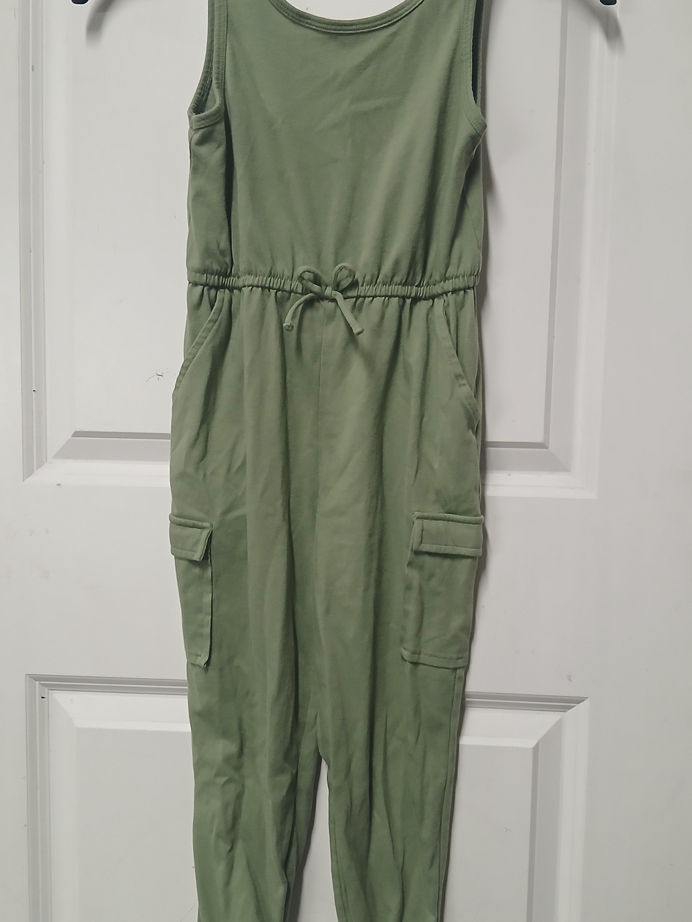 wonder nation Olive Green Sleeveless Cargo Jumpsuit for Kids